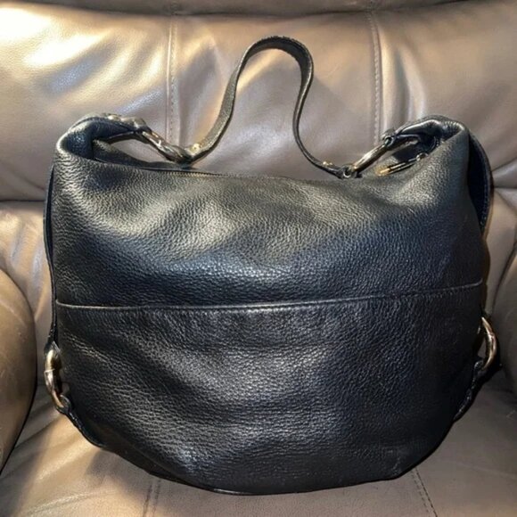 Michael Kors Pebbled Black Leather "Fulton" Hobo Bag GUC - Picture 3 of 11